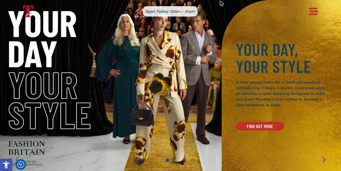 Trafford Centre homepage, hero