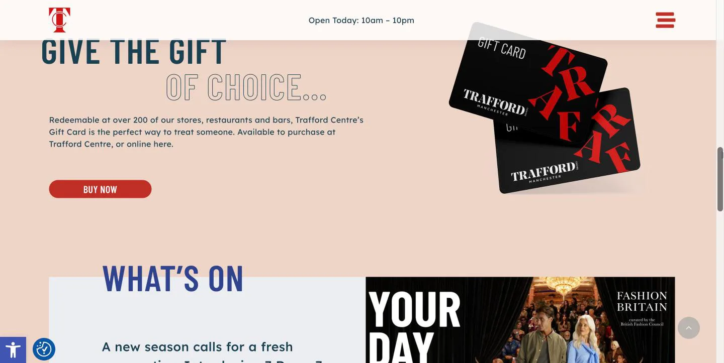 Trafford Centre, gift card and what’s on