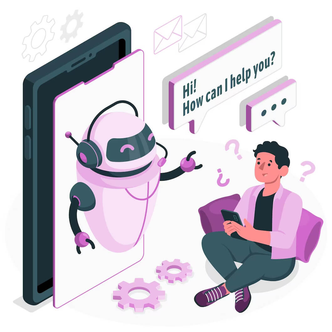 Chat bot on WordPress site communicating with website user