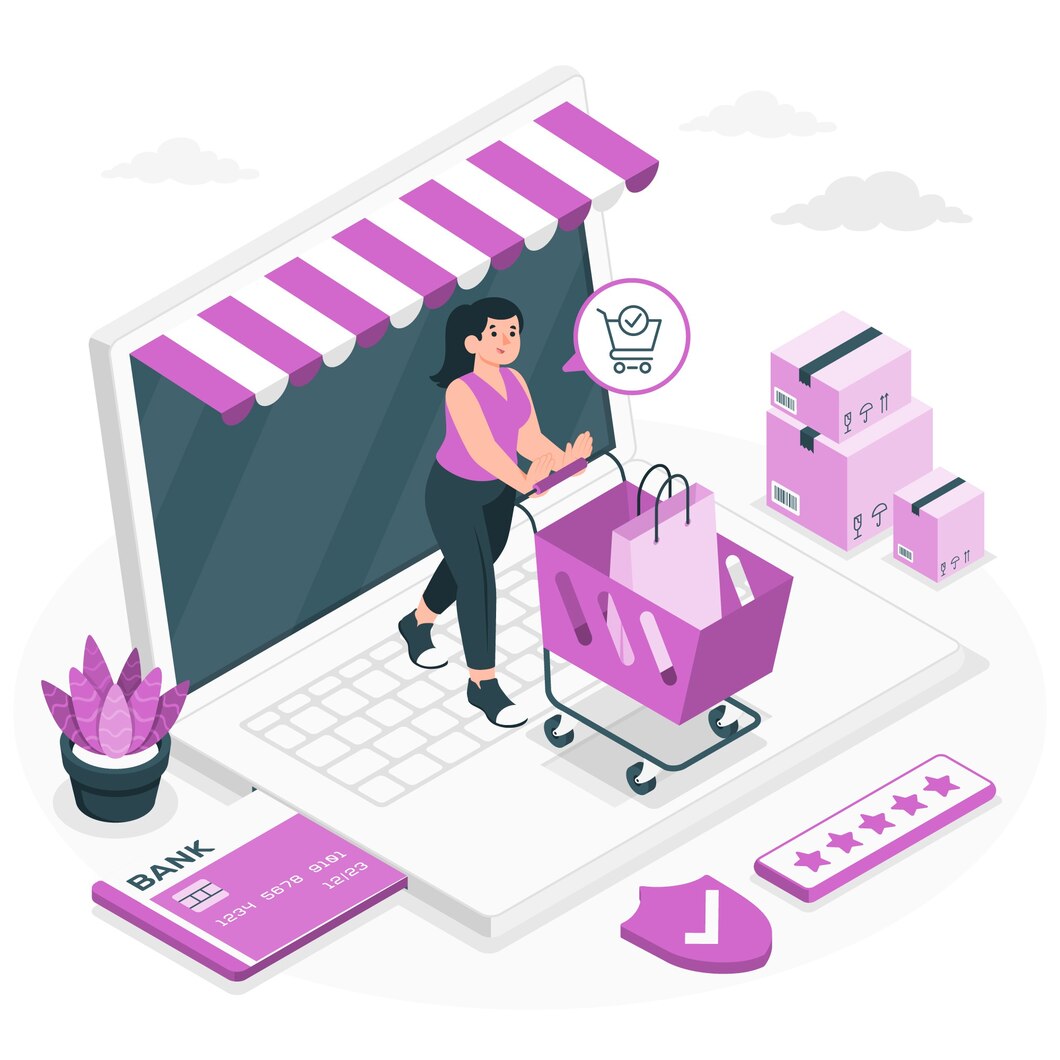Woman successfully shopping at a WooCommerce online shop that has grown