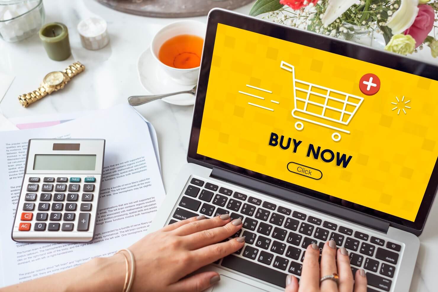 Woman checking add to cart and checkout functionality on WooCommerce shop