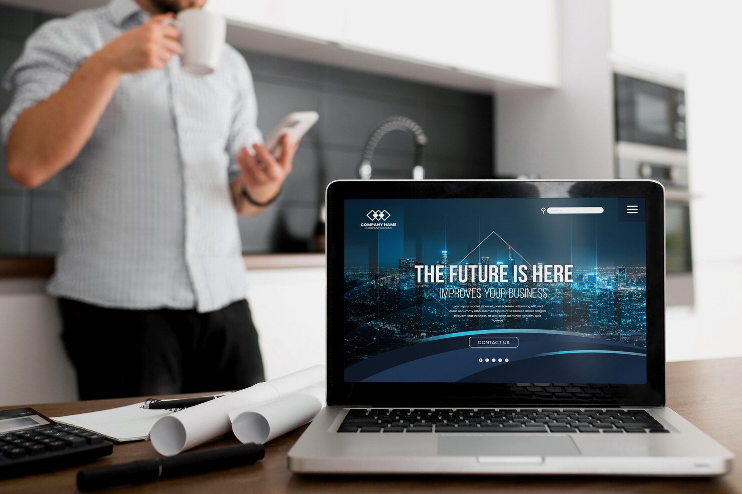 Homepage seen on laptop screen. WordPress offers customization options for professional blog and business site