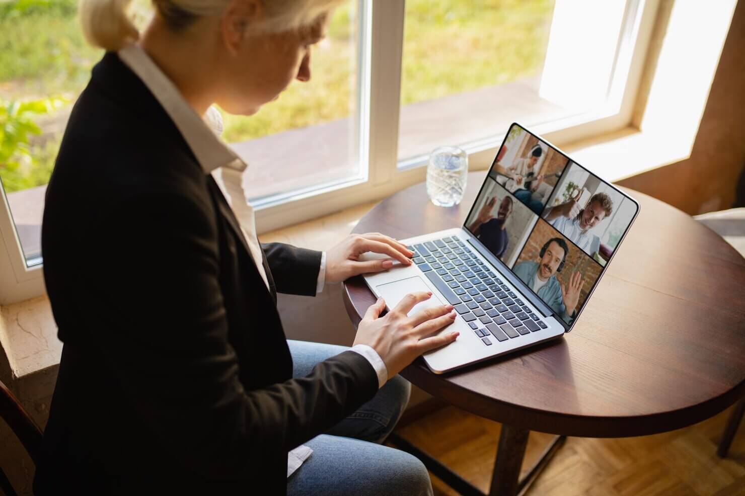Collaborative process with client, video call as teams create plan for WordPress support