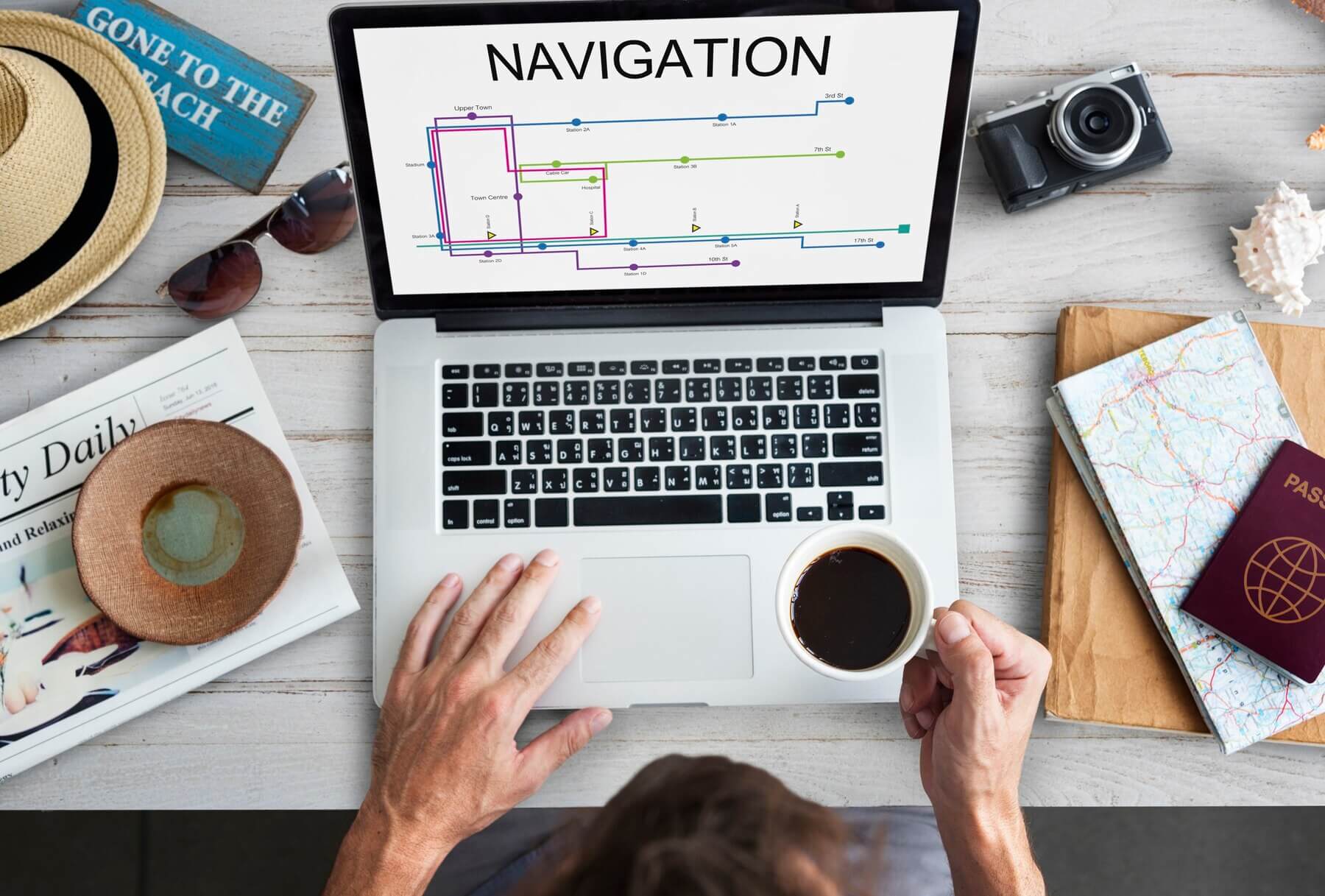 Laptop with navigation a potential issues that website audits reveal about customer journey