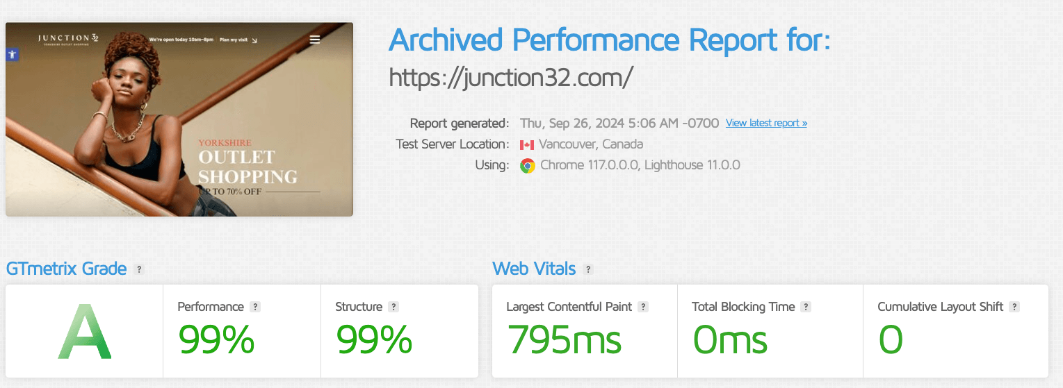 GTmetrix results