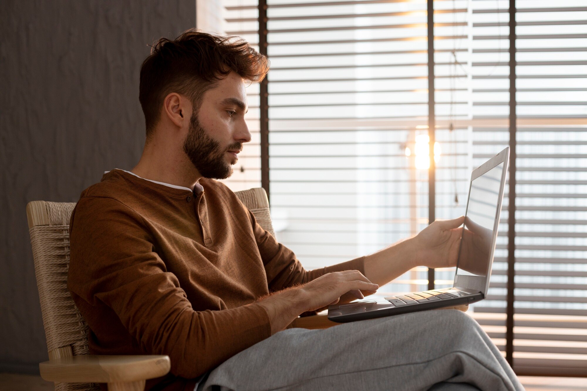 Working from home. Man is part of support teams that optimize WordPress sitemaps